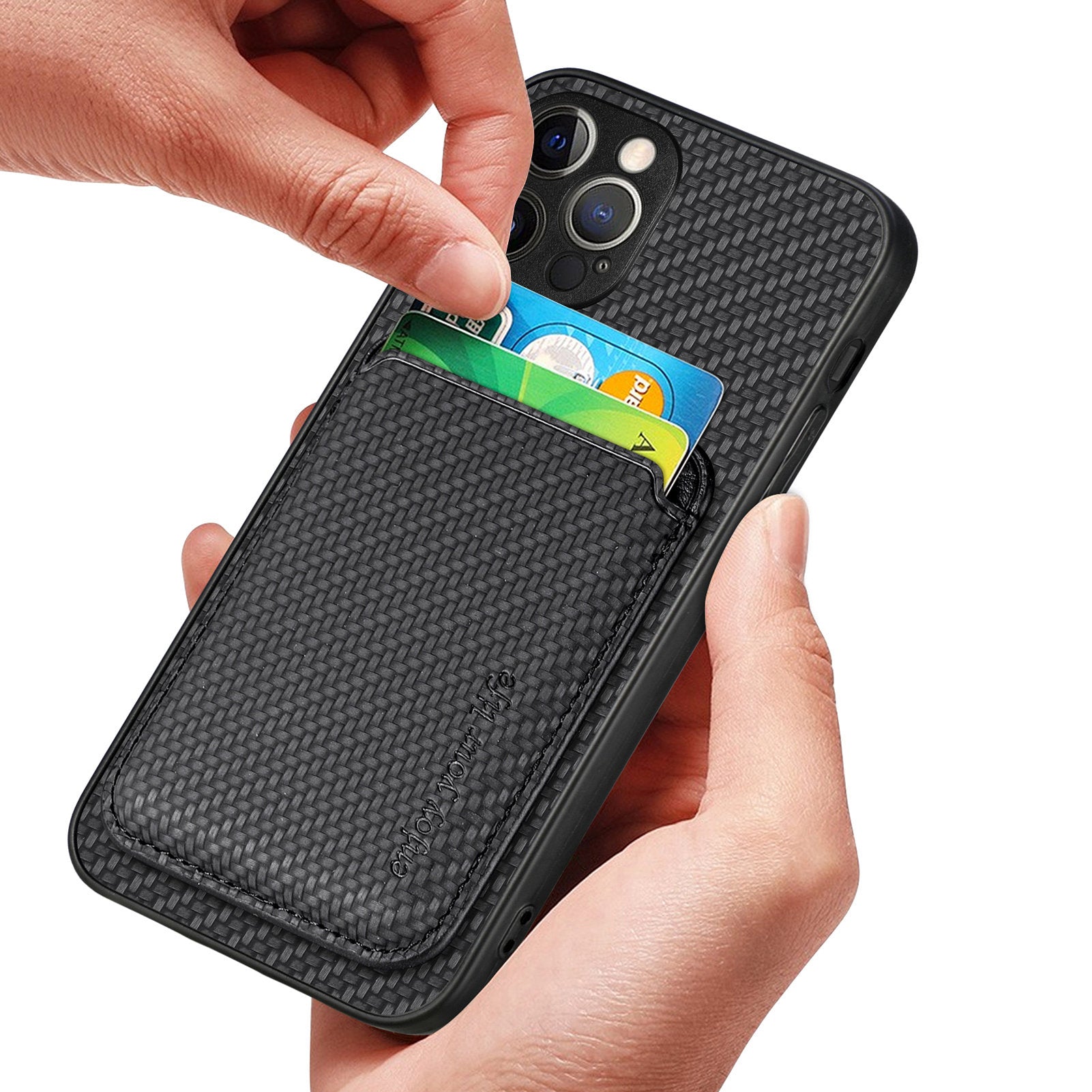 For iPhone 12 Pro Max Magnetic Card Slot Case Carbon Fiber Texture PU+TPU Phone Cover For iPhone 12 Pro Max Magnetic Card Slot Case Carbon Fiber Texture PU+TPU Phone Cover